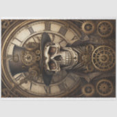 Papier Mousseline Skull Steampunk with clock tissue paper v4 (Recto)