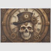 Papier Mousseline Skull Steampunk with clock tissue paper v5 (Recto)