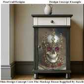 Papier Mousseline Skull With Baroque Gold Ruby Crown DW6 Decoupage