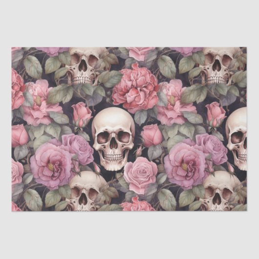 Papier Mousseline Skulls and roses (Recto)