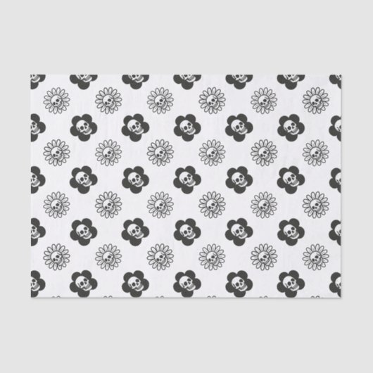 Papier Mousseline Skulls Flowers (Recto)