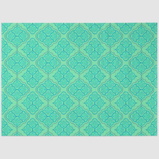 Papier Mousseline Smooth Arabesque - Motif géométrique Seafoam (Recto)