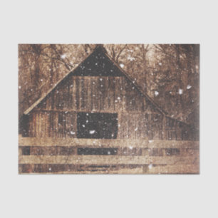 Papier Mousseline Snow Country rural Old Barn