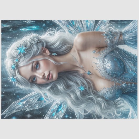 Papier Mousseline Snow Queen Fairy | Winter Ice Goddess Christmas  (Recto)