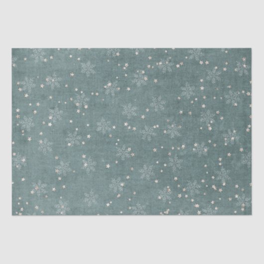 Papier Mousseline Snowflake Gold Star Turquoise Blue Decoupage Noël (Recto)
