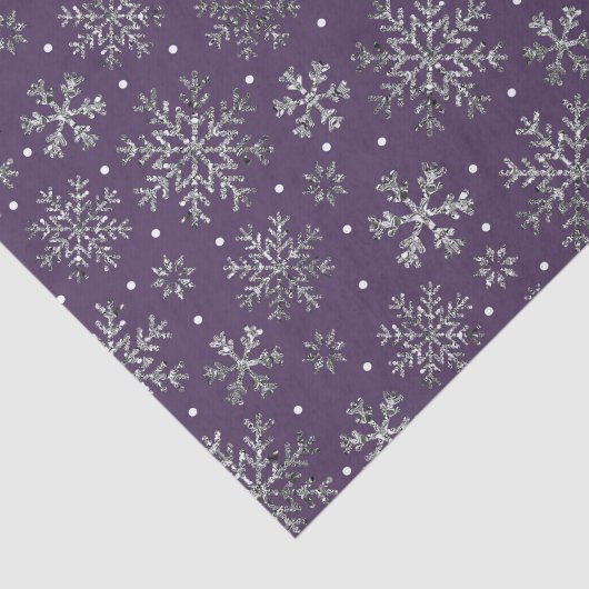 Papier Mousseline Snowflakes argenté violet Motif (Détail)