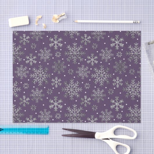 Papier Mousseline Snowflakes argenté violet Motif (Artisanat)