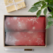 Papier Mousseline Snowflakes blancs étincelles et bokeh en rouge (Cadeau)