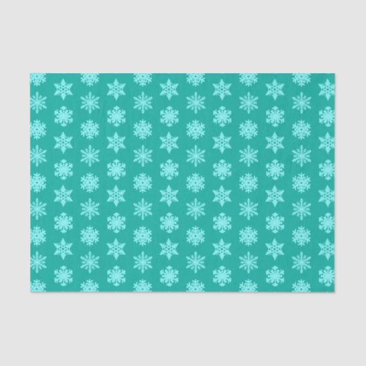 Papier Mousseline Snowflakes Ikat - Turquoise et aqua (Recto)