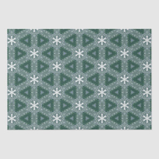 Papier Mousseline Snowflakes Motif de Noël Vert Blanc