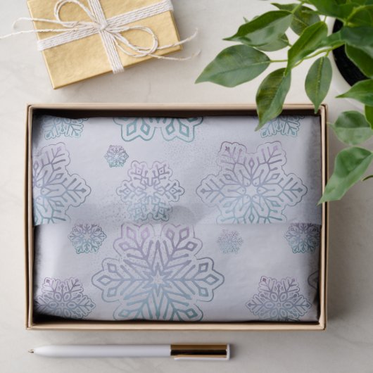 Papier Mousseline Snowflakes Opalescent Blue et violet (Cadeau)