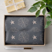 Papier Mousseline Snowflakes or et Gold Stars Noir Noël (Cadeau)