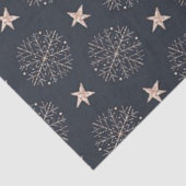 Papier Mousseline Snowflakes or et Gold Stars Noir Noël (Détail)