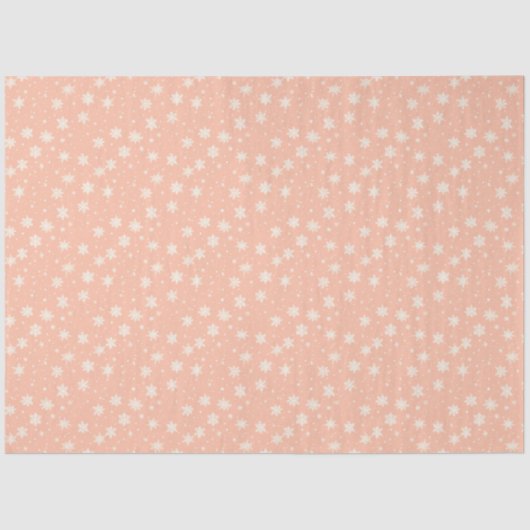 Papier Mousseline Snowflakes orange et blanc et Stars Noël (Recto)