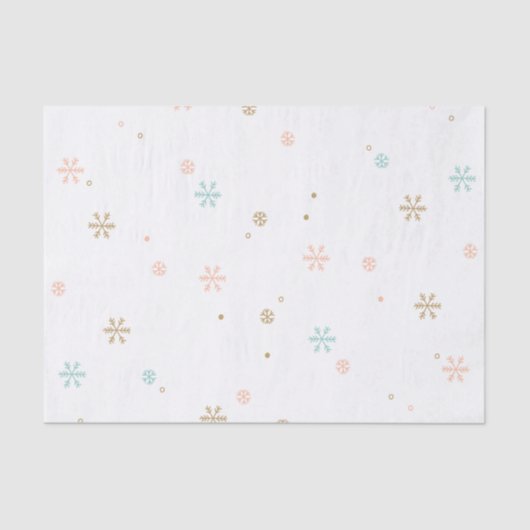 Papier Mousseline Snowflakes Pastel Coral Rose Turquoise (Recto)