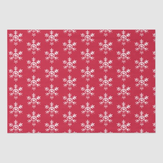 Papier Mousseline Snowflakes rustiques Rouge (Recto)