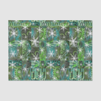 Papier Mousseline Snowflakes vintages sur Turquoise Green Archittura