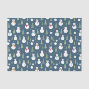 Papier Mousseline Snowman Cats Motif de vacances