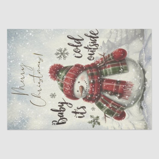 Papier Mousseline Snowman Plaid Winter Christmas Tissue Paper (Recto)
