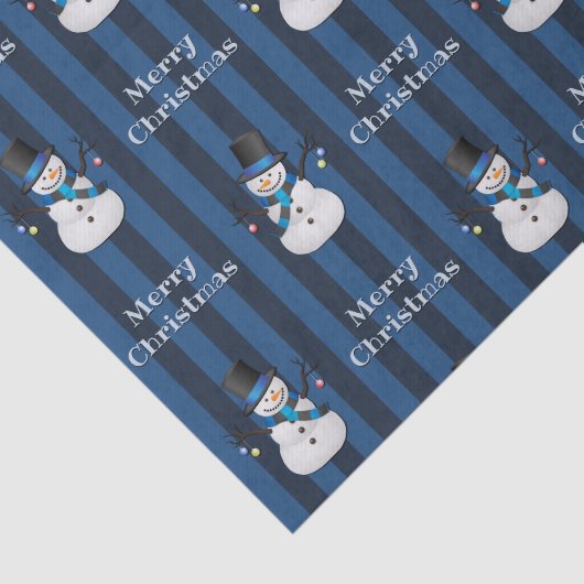 Papier Mousseline Snowman Vertical Snowy de Noël (Détail)