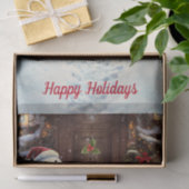 Papier Mousseline Snowman Vintage Noël Scène Papier Tissu (Cadeau)