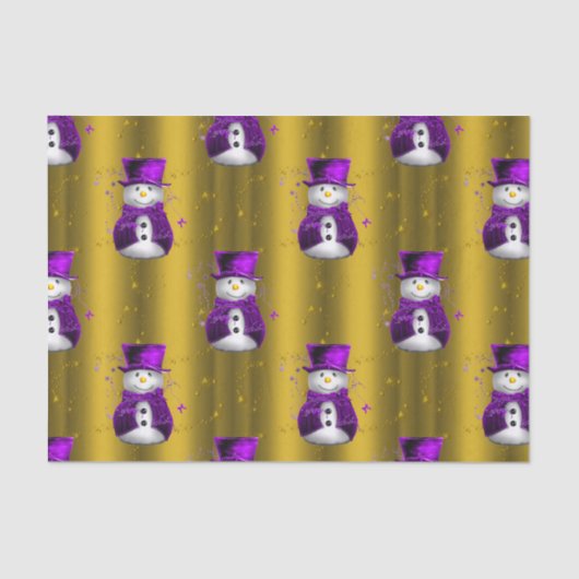 Papier Mousseline Snowman violet à Noël d'or (Recto)
