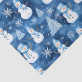 Papier Mousseline Snowmen Blue hiver Noël Motif (Détail)