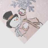 Papier Mousseline Snowmen et Silver Snowflakes Noël rose (Détail)