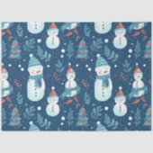 Papier Mousseline Snowmen Snow Trees verdure Noël (Recto)