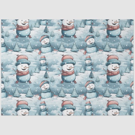 Papier Mousseline Snowmen, Snowflakes & Christmas Trees Noël (Recto)