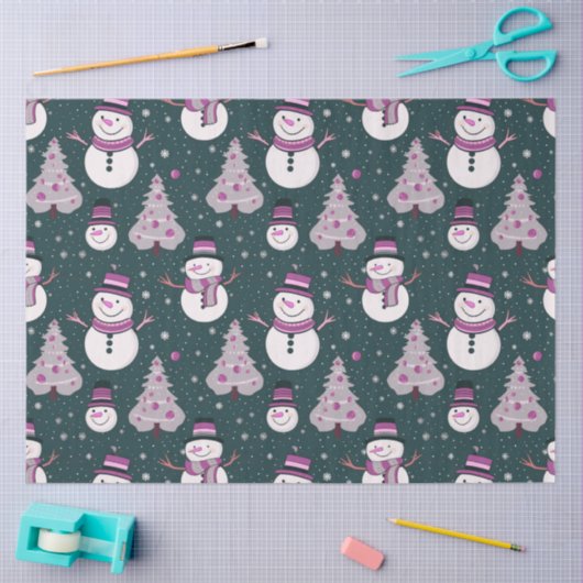 Papier Mousseline Snowmen Snowflakes Noël Arbres Noël (Artisanat)