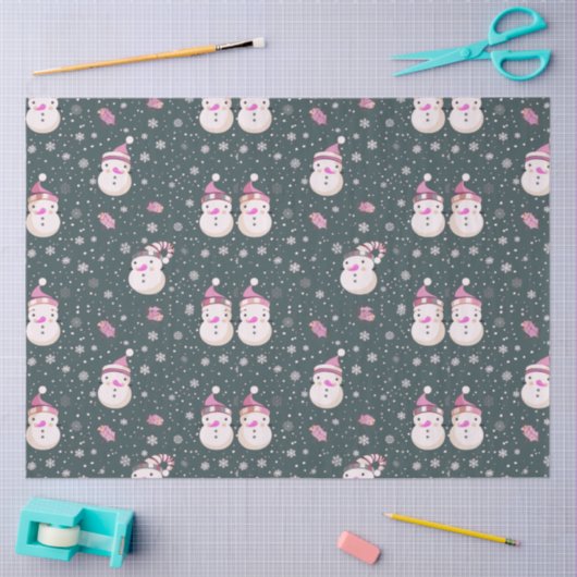 Papier Mousseline Snowmen Snowflakes Verdure Noël (Artisanat)