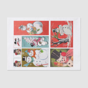 Papier Mousseline Snowmen Vintage du milieu du siècle (pas AI)