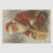 Papier Mousseline Snowy Santa With Gift Christmas Decoupage (Recto)