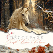 Papier Mousseline Snowy White Unicorn Winter Fairytale Castle Magie