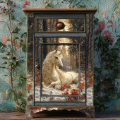 Papier Mousseline Snowy White Unicorn Winter Fairytale Castle Magie