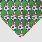 Papier Mousseline Soccer Ball Santa Hat Motif sur Vert (Détail)