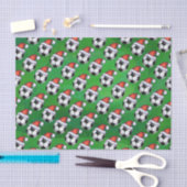 Papier Mousseline Soccer Ball Santa Hat Motif sur Vert (Artisanat)