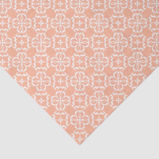 Papier Mousseline Soft Orange & White Floral Lattice Pattern (Détail)