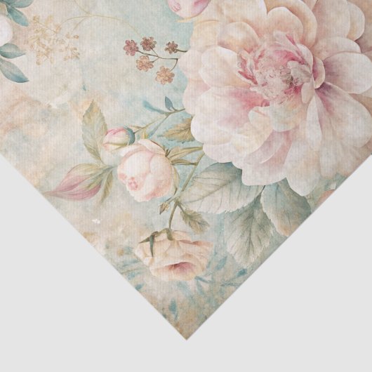 Papier Mousseline Soft Pastel Floral Pattern with Peonies (Détail)