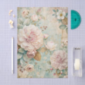 Papier Mousseline Soft Pastel Floral Pattern with Peonies (Artisanat)