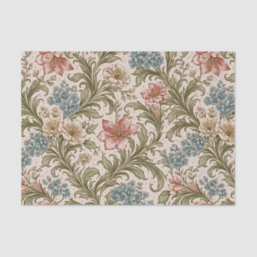Papier Mousseline Soft Scrollwork Garden Floral Pattern (Recto)