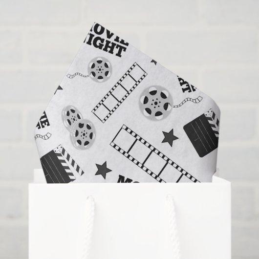Papier Mousseline soirée cinéma noir blanc (Sac cadeau)