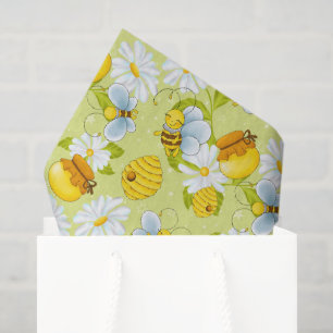 Papier Mousseline Soirée motif d'abeille au miel carrelé