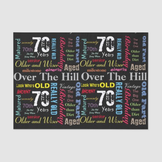 Papier Mousseline soixante-dixième Joyeux anniversaire dans un style (Recto)