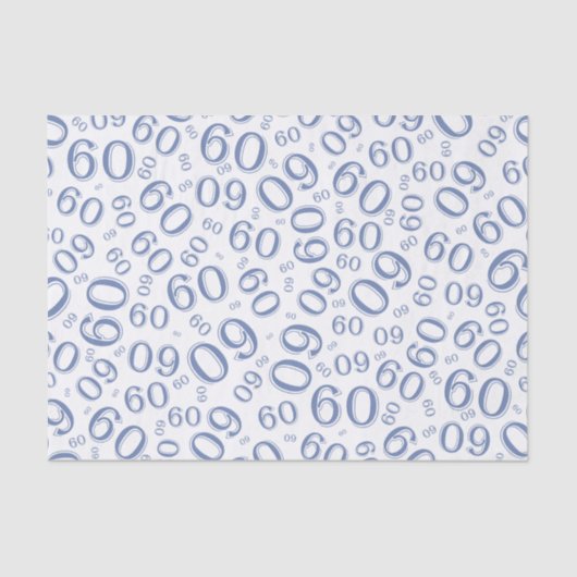 Papier Mousseline soixantième Bleu frais/blanc de motif de nombre (Recto)