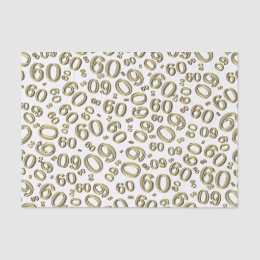 Papier Mousseline soixantième Or frais/blanc de motif de nombre (Recto)