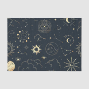 Papier Mousseline Soleil céleste et Lune éléments mystiques Tissu P