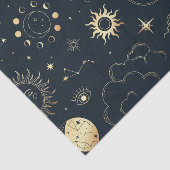 Papier Mousseline Soleil céleste et Lune éléments mystiques Tissu P (Détail)