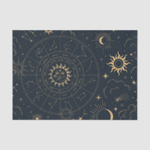 Papier Mousseline Soleil céleste et Lune Éléments mystiques Tissu Pa